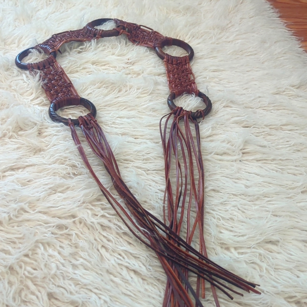 Beautiful leather and wood belt